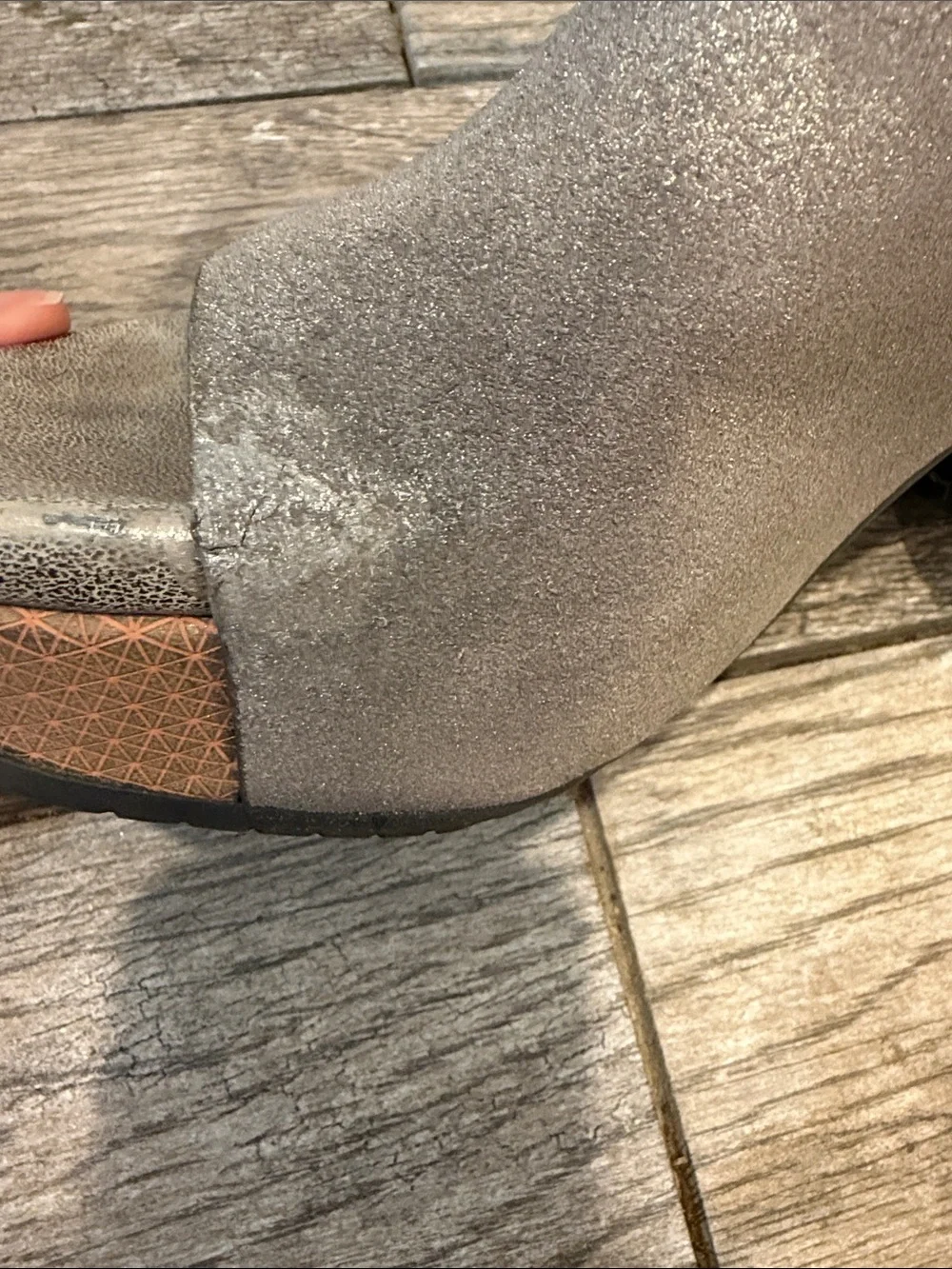Naked Feet Corinth 2 silver leather mules Women’s size 7.5